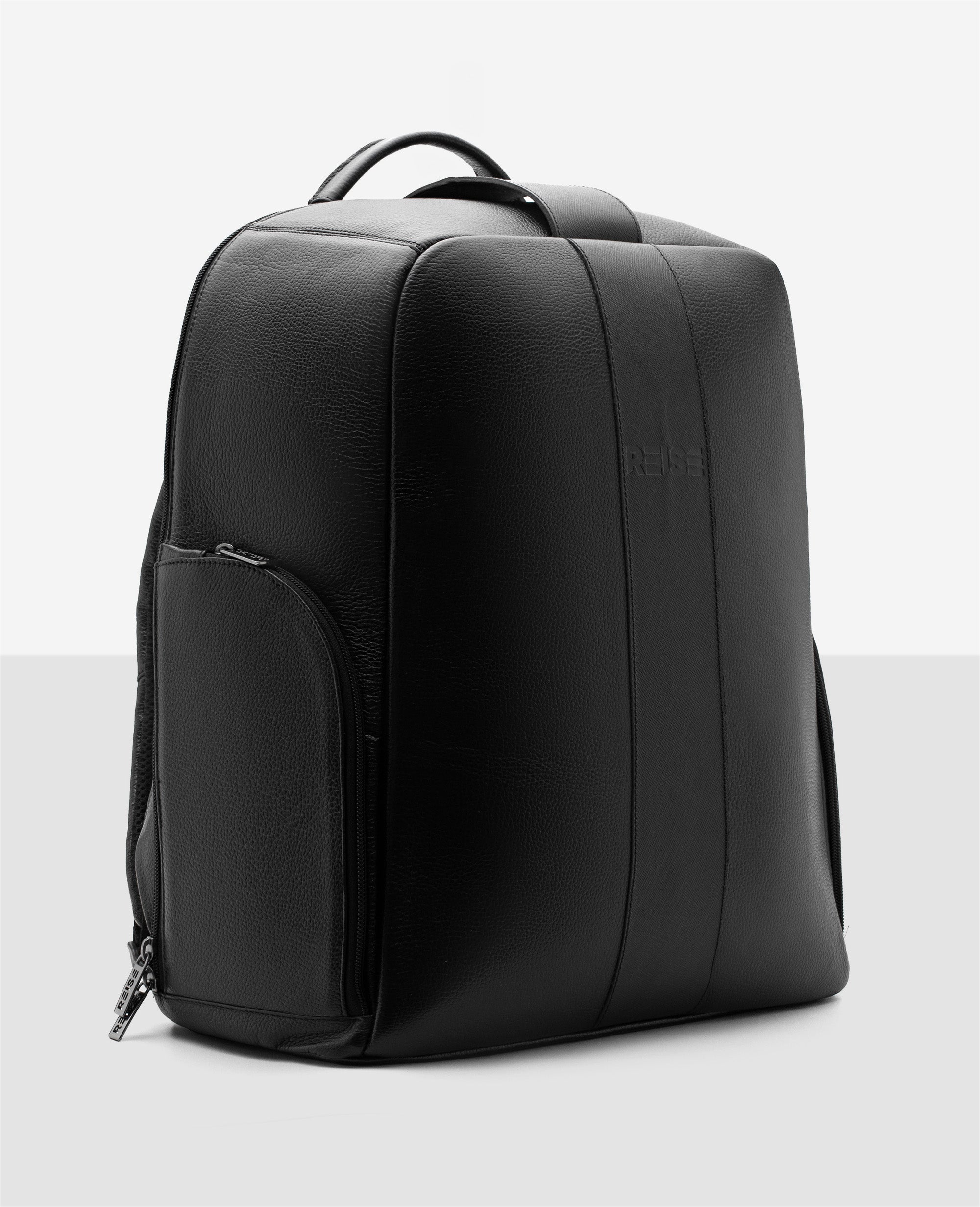 Mochila de couro preta Stuttgart vista frontal