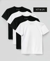 Kit 4 Camisetas Algodão Egípcio Denver - Branca e Preta