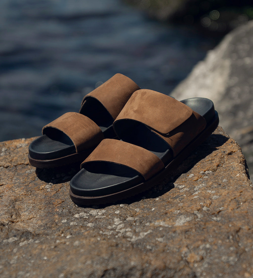 Sandália Slide Marrom Nobuck Cabriolet