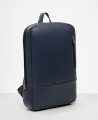 Mochila de Couro Azul Marinho Ambition