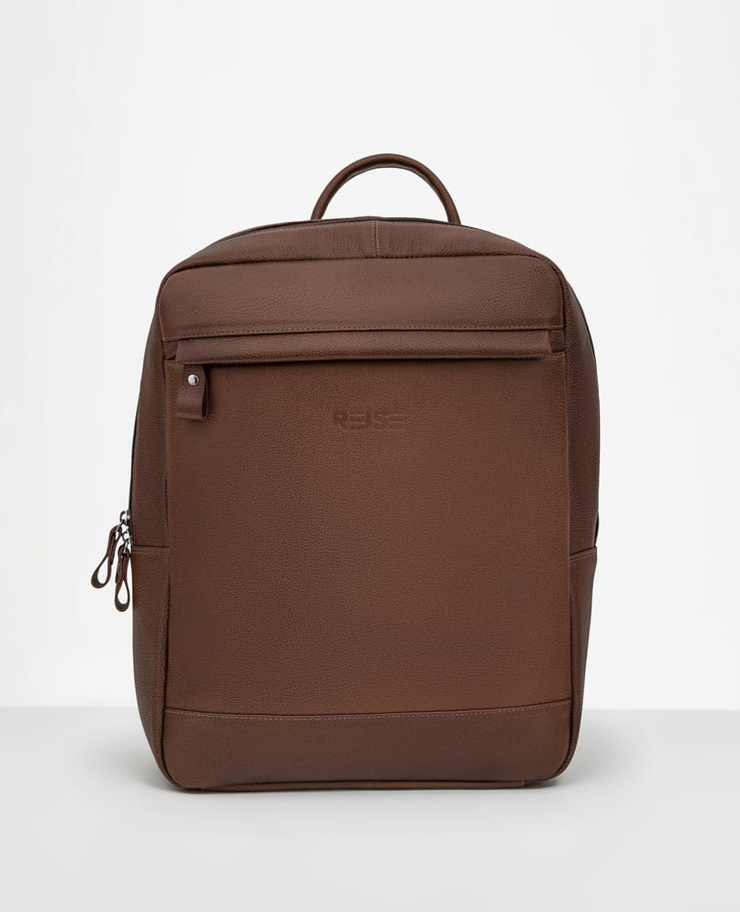 Mochila couro marrom e Minimal Reise vista 3 4
