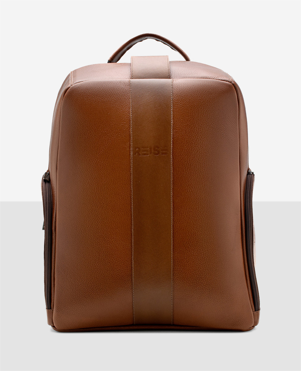 Mochila de couro marrom Stuttgart Reise vista 3 4