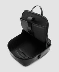 Mochila de couro preta Stuttgart aberta