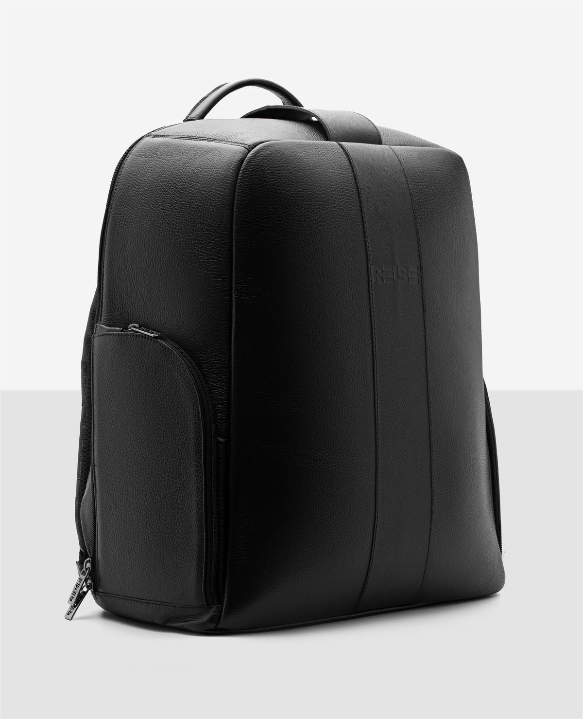 Mochila de couro preta Stuttgart vista frontal