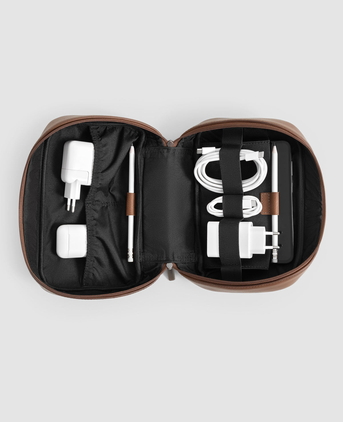 Organizador Tech Workplace Marrom em Couro Premium