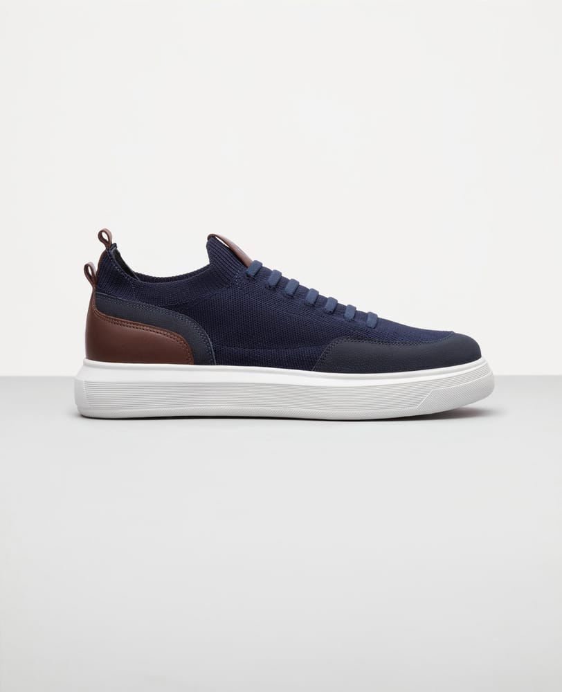 Tenis casual azul marinho RS Knit Reise vista 3 4