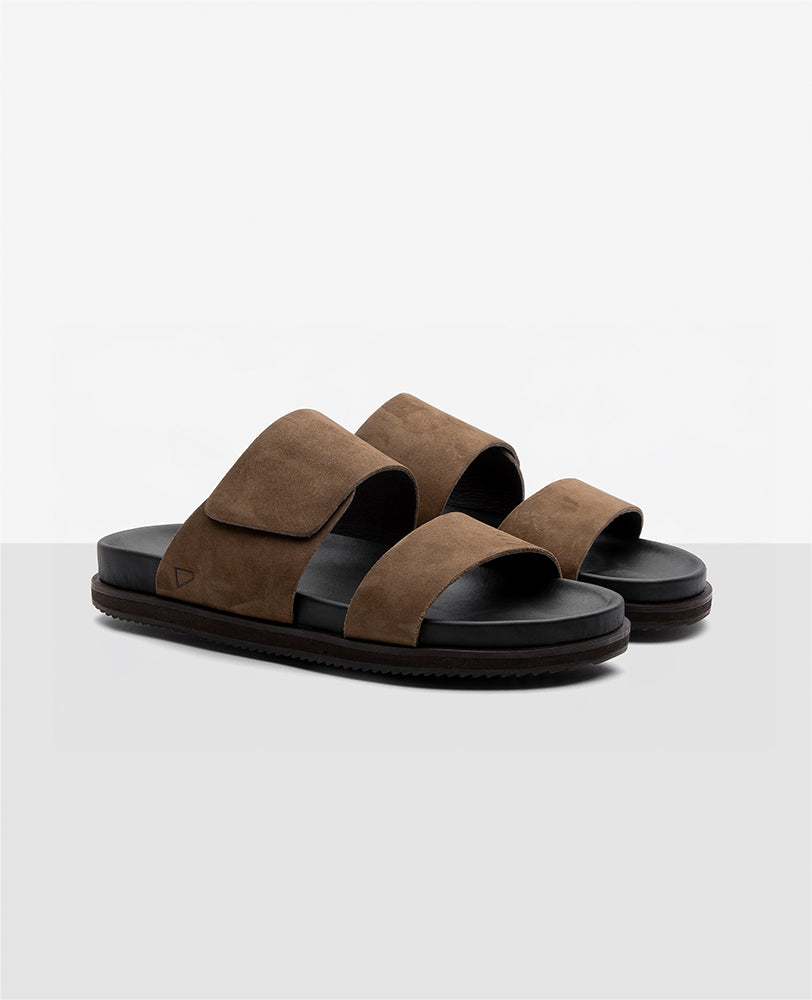 Sandália Slide Marrom Nobuck Cabriolet